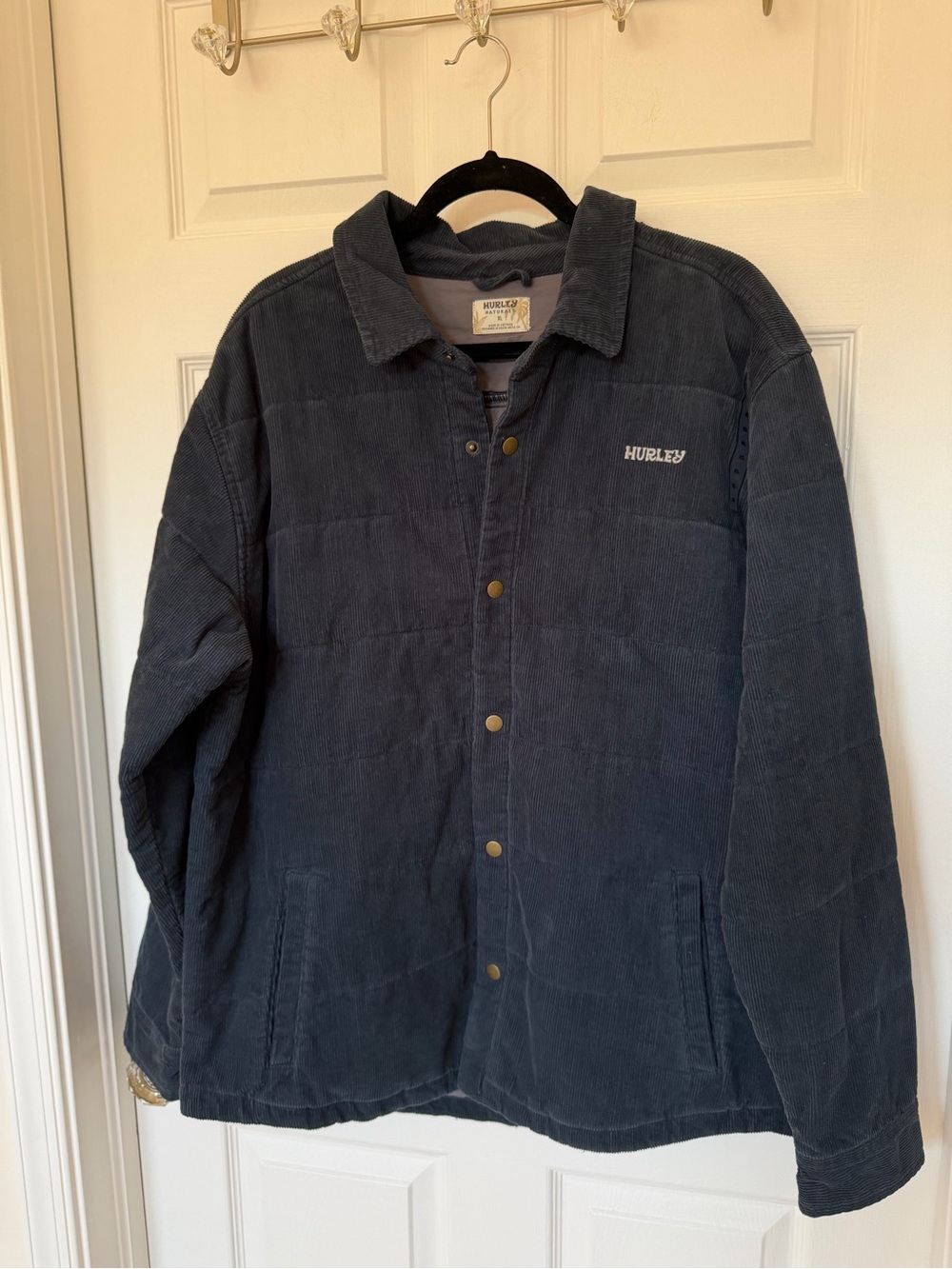 Hurley Men's Whaletale Corduroy Quilted Jacket in Navy